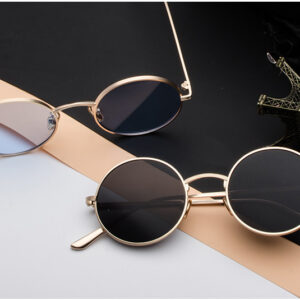 Round Retro Sunglasses – Color Lens & Metal-Look Frame