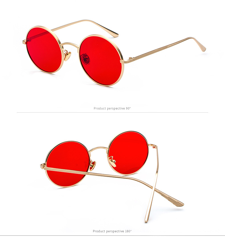Round Retro Sunglasses – Color Lens & Metal-Look Frame - Image 2