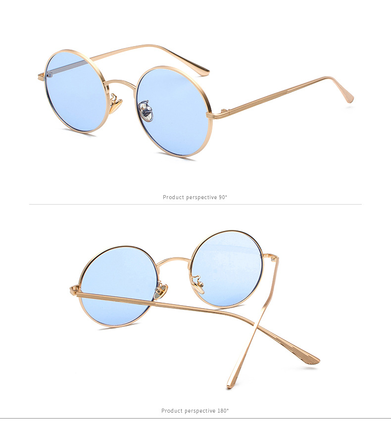 Round Retro Sunglasses – Color Lens & Metal-Look Frame - Image 3